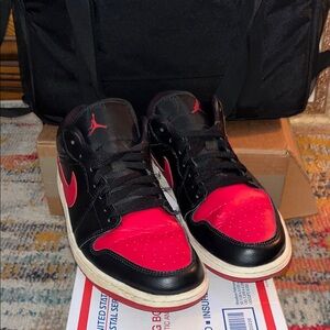Air Jordan 1 Low Men’s Black and Red Sneakers